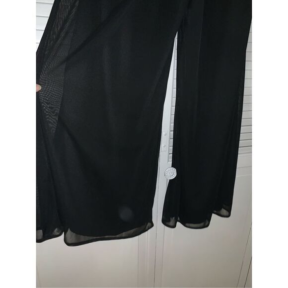Vintage 90’s Y2K Black Double Layered Chiffon Super Wide Leg Pants Small - Picture 4 of 13